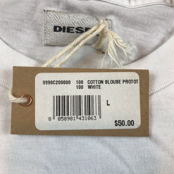 Diesel USA “Make Love Not Walls” Women’s White Floral Love T-Shirt Size Large - Picture 5 of 9